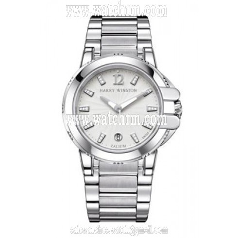 Harry Winston Ocean Sport Silver Diamond Dial Zalium Ladies Watch OCSQHD36ZZ004
