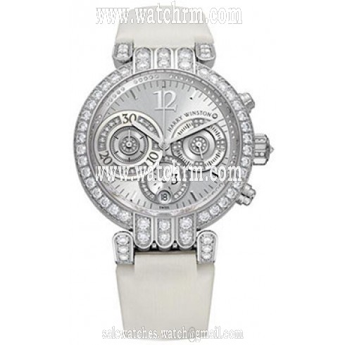 Harry Winston Premier Chronograph Diamond Silver Dial White Gold Ladies Watch PREACH39WW001
