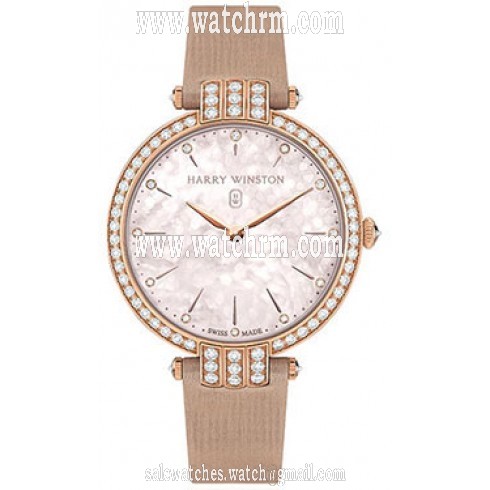 Harry Winston Premier Diamond Mother of Pearl Dial Rose Gold Ladies Watch PRNQHM36RR001