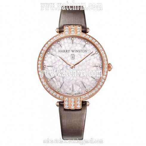 Harry Winston Premier Pink Mother of Pearl Dial Satin Ladies Watch PRNQHM39RR001