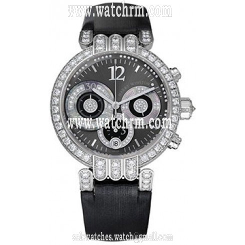 Harry Winston Premiere Anthracite Dial Chronograph 18kt White Gold Diamond Satin Men's Watch PREACH39WW002