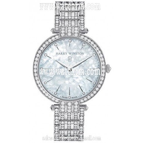 Harry Winston Premiere Beaded Mother of Pearl Dial 18kt White Gold Diamond Ladies Watch PRNQHM36WW003