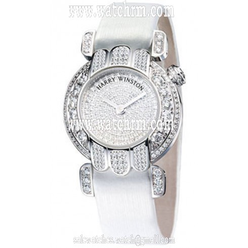 Harry Winston Premiere Bijou Diamond Pave Dial 18kt White Gold Satin Ladies Watch PREQHM27WW084