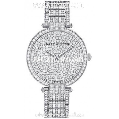 Harry Winston Premiere Diamond Pave Dial 18kt White Gold Diamond Ladies Watch PRNQHM36WW004