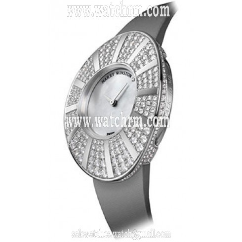 Harry Winston Talk To Me Mother Of Pearl 18kt White Gold Satin Ladies Watch TTMQHM33WW019