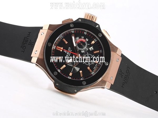Hublot Big Bang 44mm 301.CM.131.RX.LUN06 Black Rubber Strap 44mm Black Dial Watch