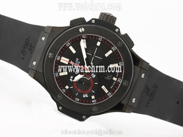 Hublot Big Bang 44mm 301.CM.131.RX.LUN06 Midsize Round Black Rubber Strap Watch