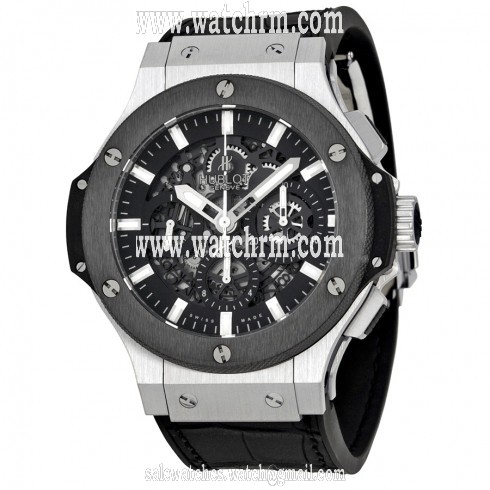 Hublot Big Bang Aero Chronograph Black Skeleton Dial Black Rubber Strap Men's Watch 311-SM-1170-GR