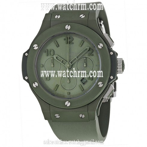 Hublot Big Bang Automatic Chronograph Green Dial Green Ceramic Rubber Men's Watch 301GI5290RG