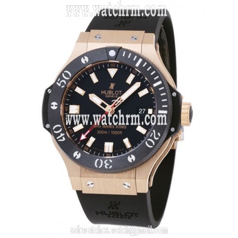 Hublot Big Bang Black Dial 18kt Rose Gold Ceramic Case Rubber Men's Watch 312.PM.1128.RX