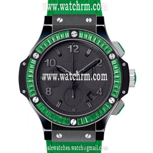 Hublot Big Bang Black Dial Green Gummy Alligator Chrongoraph Unisex Watch 341CG1110LR1922FMF10