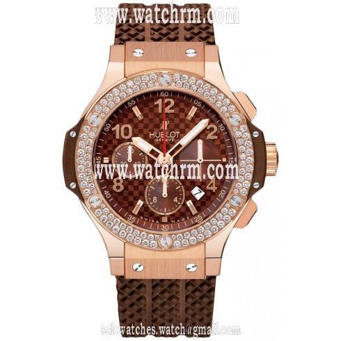 Hublot Big Bang Cappuccino Brown Dial 18kt Rose Gold Brown Rubber Men's Watch 341PC3380RC
