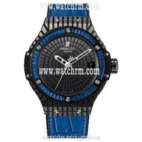 Hublot Big Bang Caviar Black Dial Blue Gummy Alligator Men's Watch 346CD1800LR1901
