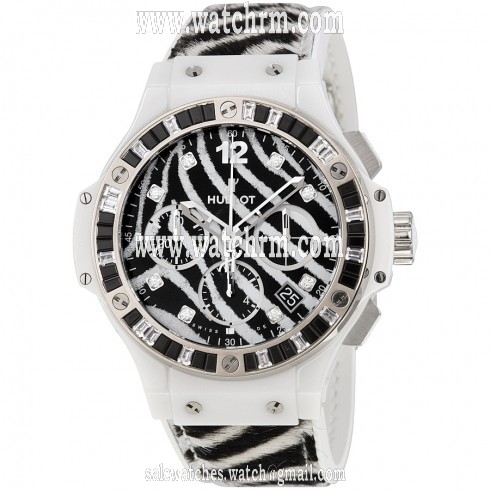 Hublot Big Bang Zebra Diamond Dial 18kt White Gold Chronograph Ladies Watch 341HW7517VR1975