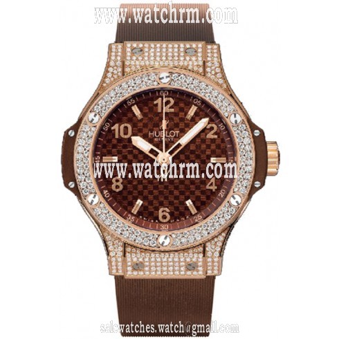 Hublot Big Bang Diamond Brown Carbon Fiber Dial 18k Rose Gold Ladies Watch 361.PC.3380.RC.1704