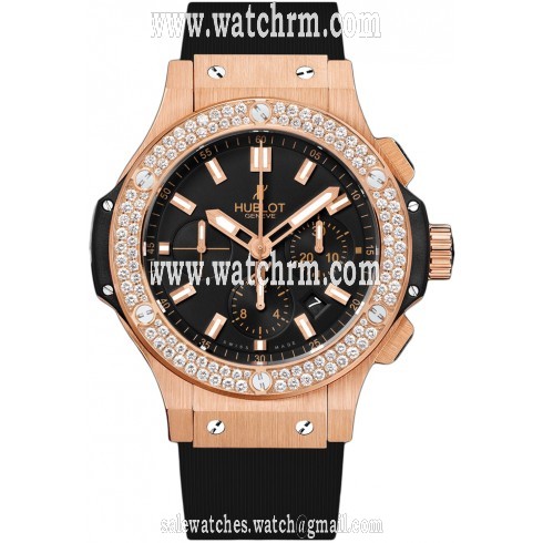 Hublot Big Bang Gold Black Dial Chronograph Diamond Men's Watch 301PX1180RX1104