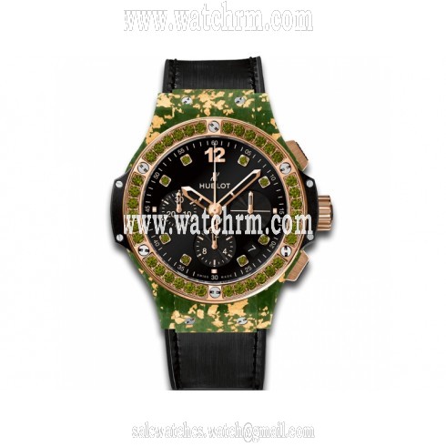 Hublot Big Bang Gold Linen Black Tourmaline Set Dial Limited Edition Ladies Watch 341.XG.1280.NR.1229