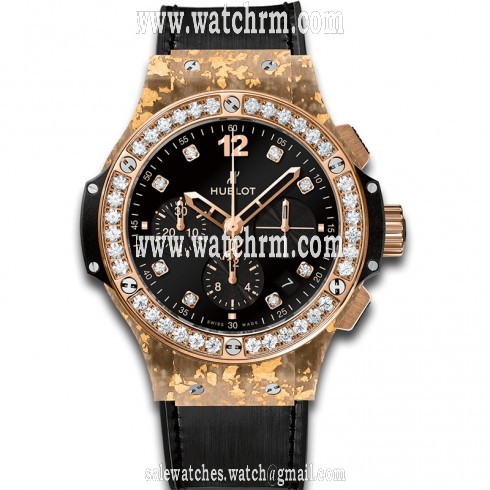 Hublot Big Bang Gold Linen Natural Gold Black Diamond Dial Limited Edition Ladies Watch 341.XN.1280.NR.1204