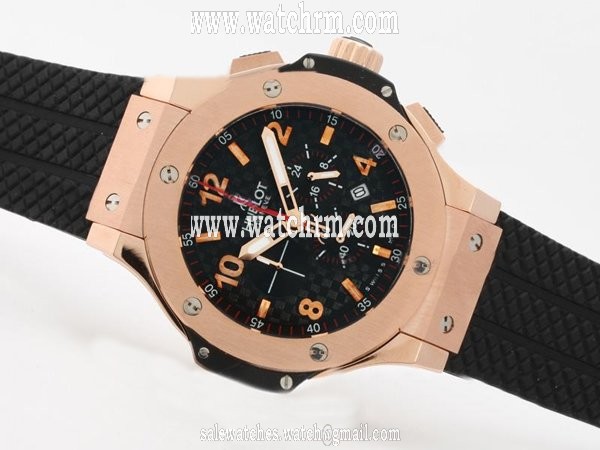 Hublot Big Bang Gold Mat 301.PL.500.RX Midsize Black Rubber Strap Watch