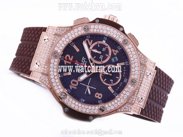 Hublot Big Bang Gold Mat Diamonds 301.PL.500.RX.114 Rose Gold Case Round Blue Dial Watch