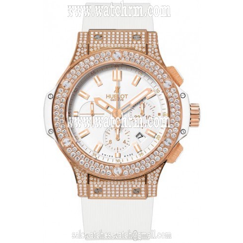 Hublot Big Bang Gold White Dial Chronograph Diamond Men's Watch 301PE2180RW1704