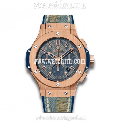 Hublot Big Bang Jeans Blue Dial 18k Gold Chronograph Limited Edition Men's Watch 301.PL.2780.NR.JEANS