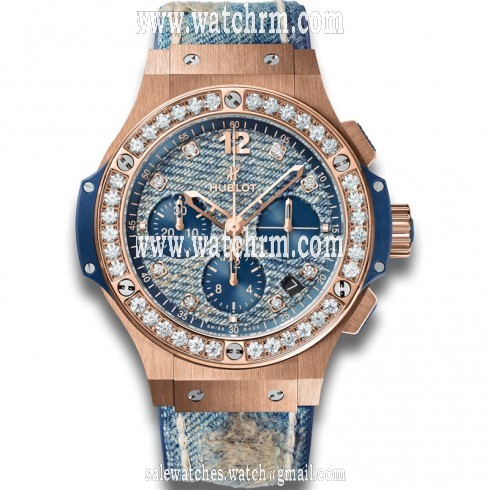 Hublot Big Bang Jeans Blue Diamond Dial 18k Gold Chronograph Limited Edition Men's Watch 341.PL.2780.NR.1204.JEANS