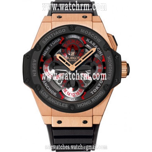 Hublot Big Bang King Power Unico GMT King Gold Black Rubber Men's Watch 771.OM.1170.RX