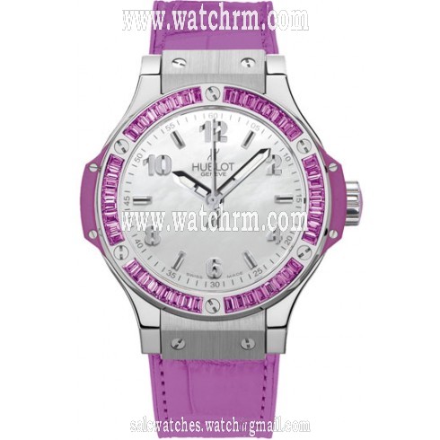 Hublot Big Bang Mother of Pearl Dial 48 Amethyst Baguettes Purple Rubber Unisex Watch 361.SV.6010.LR.1905