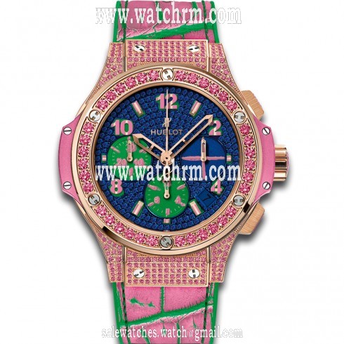 Hublot Big Bang Pop Art Anodized Blue Dial Set with Sapphires 18k Red Gold Limited Edition Ladies Watch 341.PP.9089.LR.1633.POP15