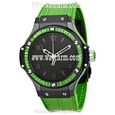 Hublot Big Bang Tutti Frutti Black Dial Green Strap Ladies Watch 361CG1110LR1922