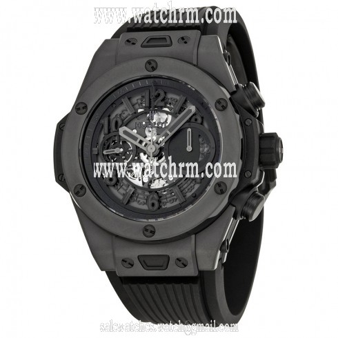 Hublot Big Bang Unico Automatic Chronograph Black Ceramic Black Rubber Men's Watch 411CI1110RX