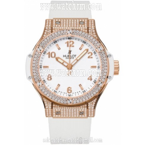 Hublot Big Bang White Dial Diamonds Rubber Unisex Watch 361.PE.2010.RW.1704