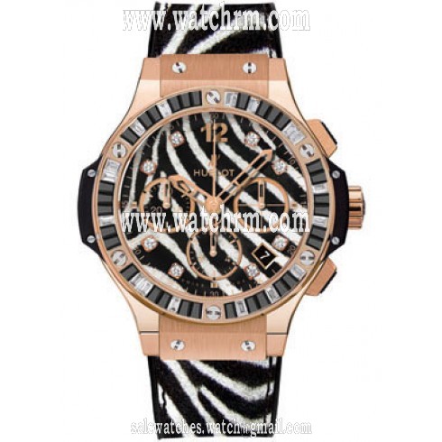 Hublot Big Bang Zebra Diamond Dial 18kt Rose Gold Chronograph Ladies Watch 341PX7518VR1975