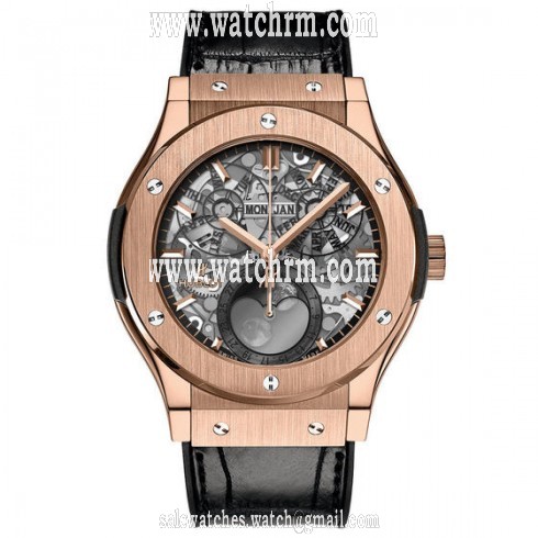 Hublot Classic Fusion Aerofusion Moonphase Sapphire Dial 18k King Gold Men's Watch 517.NX.0170.LR