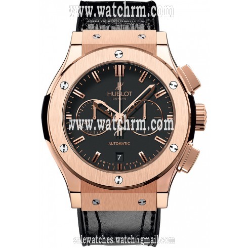 Hublot Classic Fusion Black Dial 18 Carat Rose Gold Case Black Leather Band Automatic Men's Watch 541.OX.1180.LR