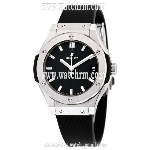 Hublot Classic Fusion Black Dial Black Rubber Ladies Watch 581NX1171RX
