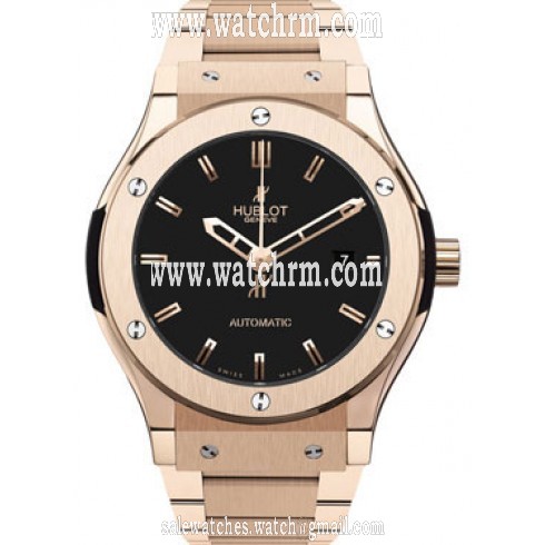 Hublot Classic Fusion Black Dial Gold - Tone Stainless Steel Band Automatic Men's Watch 542.OX.1180.OX