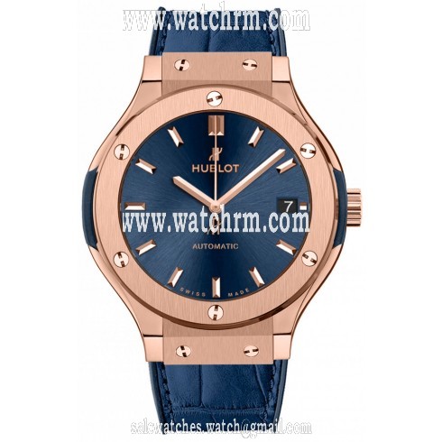 Hublot Classic Fusion Blue Sunray Dial 18k Rose Gold Automatic Men's Watch 565.OX.7180.LR
