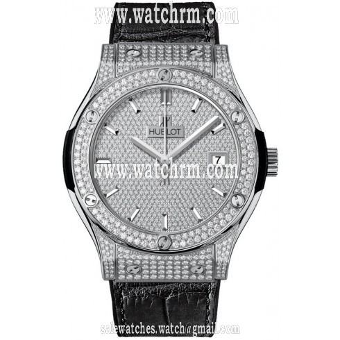 Hublot Classic Fusion Diamond Dial Black Leather Titanium Case Automatic Men's Watch 565.NX.9010.LR.1704