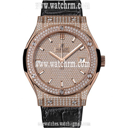 Hublot Classic Fusion Diamond Pave Dial 18K Rose Gold Automatic Men's Watch 511.OX.9010.LR.1704