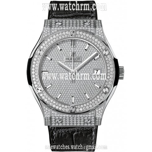 Hublot Classic Fusion Diamond Pave Dial Titanium Men's Watch 511.NX.9010.LR.1704