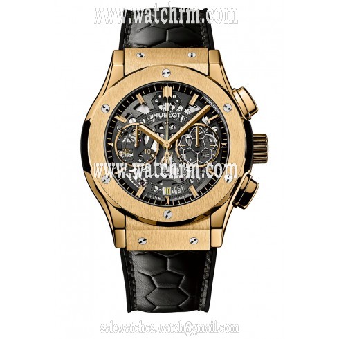 Hublot Classic Fusion Pele Skeleton Dial Black Leather Band Automatic Men's Watch 525.VX.0179.VR.PEL14