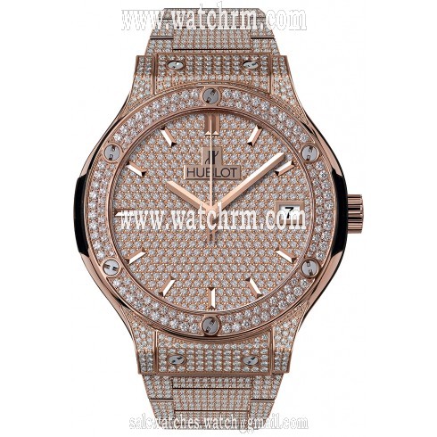 Hublot Classic Fusion Rose Gold Diamond Pave Dial Men's Watch 565.OX.9010.OX.3704