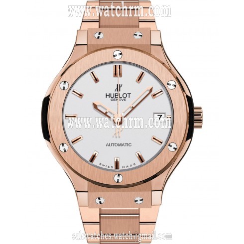 Hublot Classic Fusion Silver Dial 18 Carat Rose Gold Band and Case Automatic Men's Watch 565.OX.2610.OX