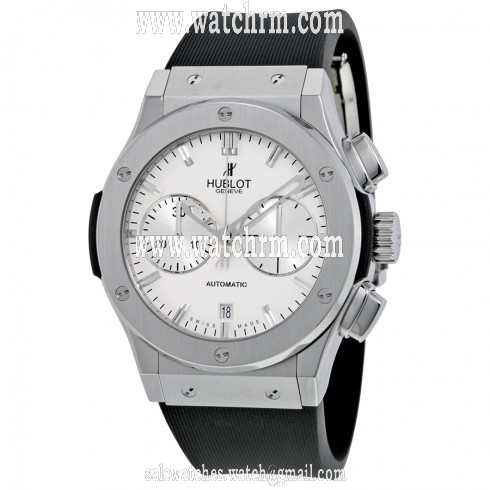 Hublot Classic Fusion Silver Dial Chronograph Black Rubber Men's Watch 521.NX.2610.RX