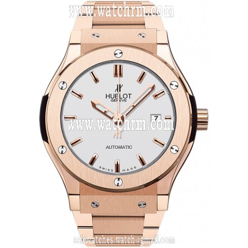 Hublot Classic Fusion Silver Dial Rose Gold Plated Band and Case Automatic Men's Watch 542.OX.2610.OX