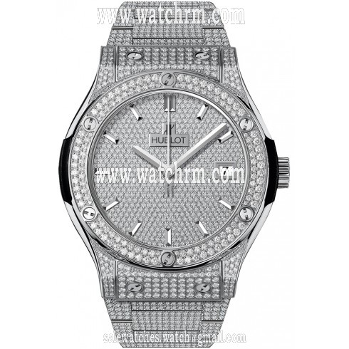 Hublot Classic Fusion Titanium Diamond Pave Automatic Men's Watch 511.NX.9010.NX.3704