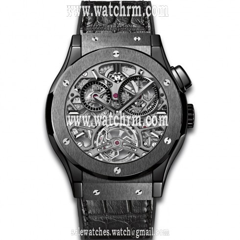 Hublot Classic Fusion Tourbillion All Black Skeleton Dial Ceramic Men's Watch 506.CM.0140.LR