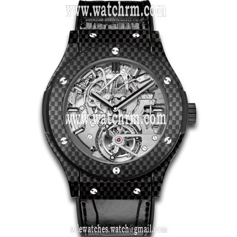 Hublot Classic Fusion Tourbillon Cathedral Minute Repeater Skeleton Dial Carbon Fiber Men's Watch 504.QX.0110.LR